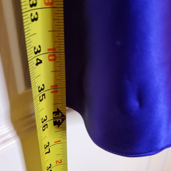 EXPRESS Silk Ruffle Collar Dress XS Cobalt Blue Purple racerback slip Y2K - Picture 7 of 10